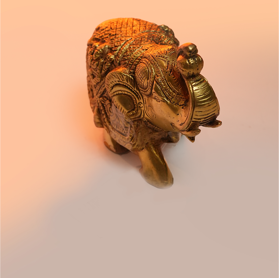 Ornate Brass Elephant -  A Symbol of Prosperity and Power