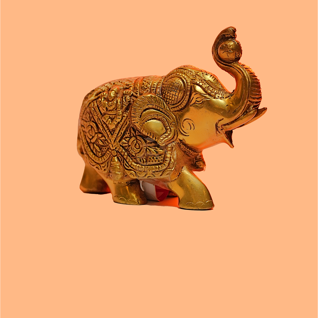 Ornate Brass Elephant -  A Symbol of Prosperity and Power